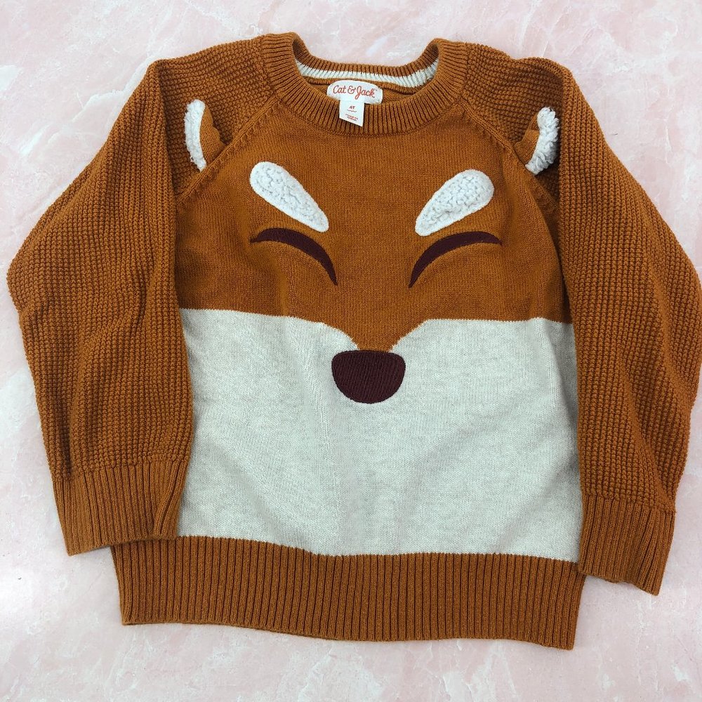 Cat & Jack Brown and Cream Fox Sweater